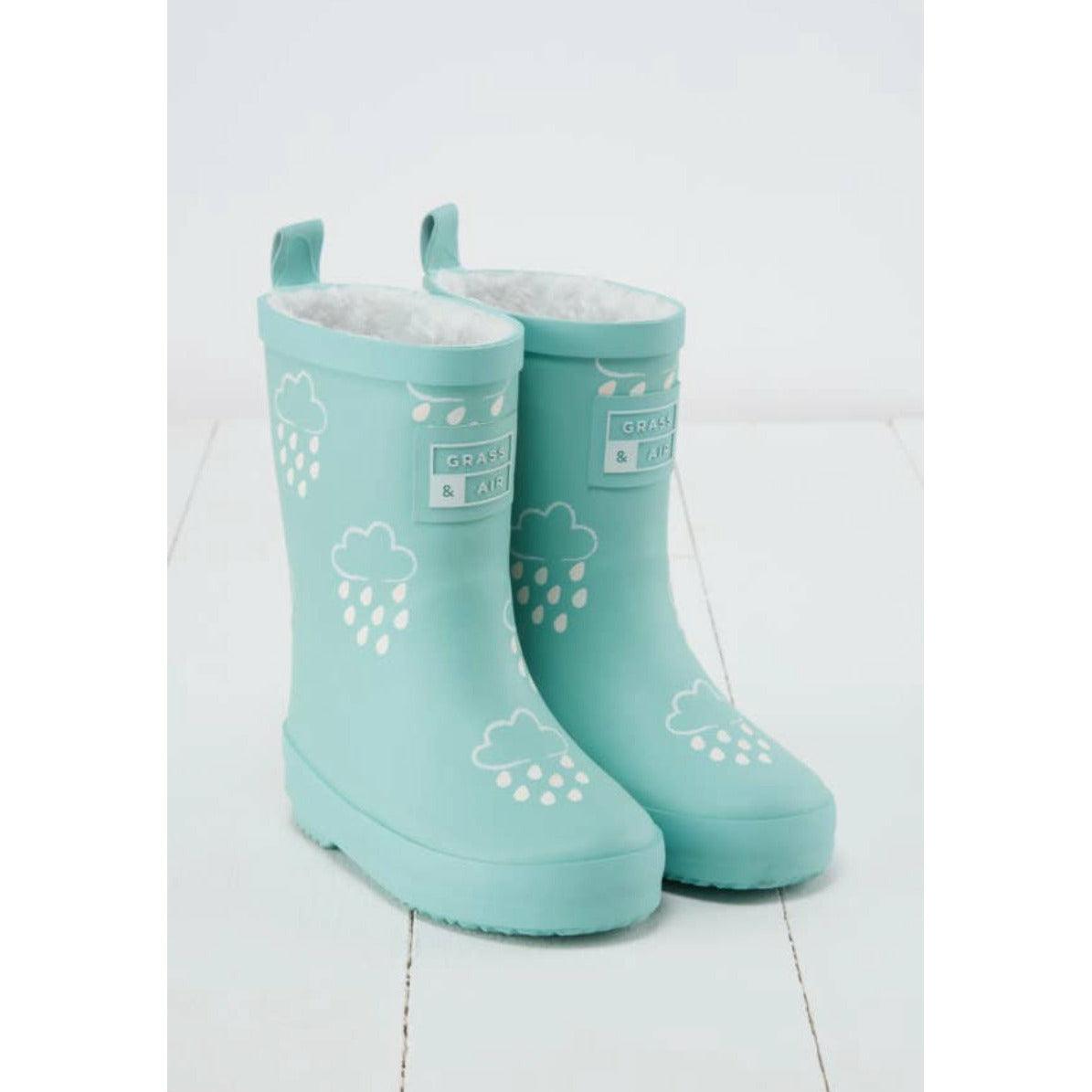 Grass & Air | Color Changing Kids Winter Rain Boots | Kid's Winter Welly | Fleece Lined Rain Boots - becauseofadi