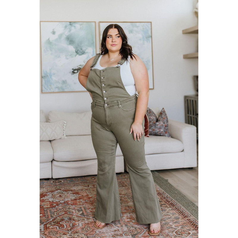 Olivia Control Top Release Hem Overalls in Olive | Judy Blue - becauseofadi