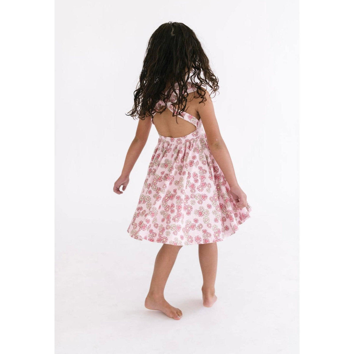 Ollie Jay | Rosita Dress in Wild Daisy Heart | Kids Pink Flower Dress | Spring Floral Dress - becauseofadi