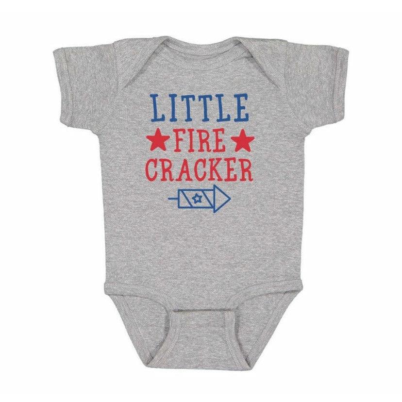 Sweet Wink | Little Firecracker Gray Short Sleeve Bodysuit - becauseofadi