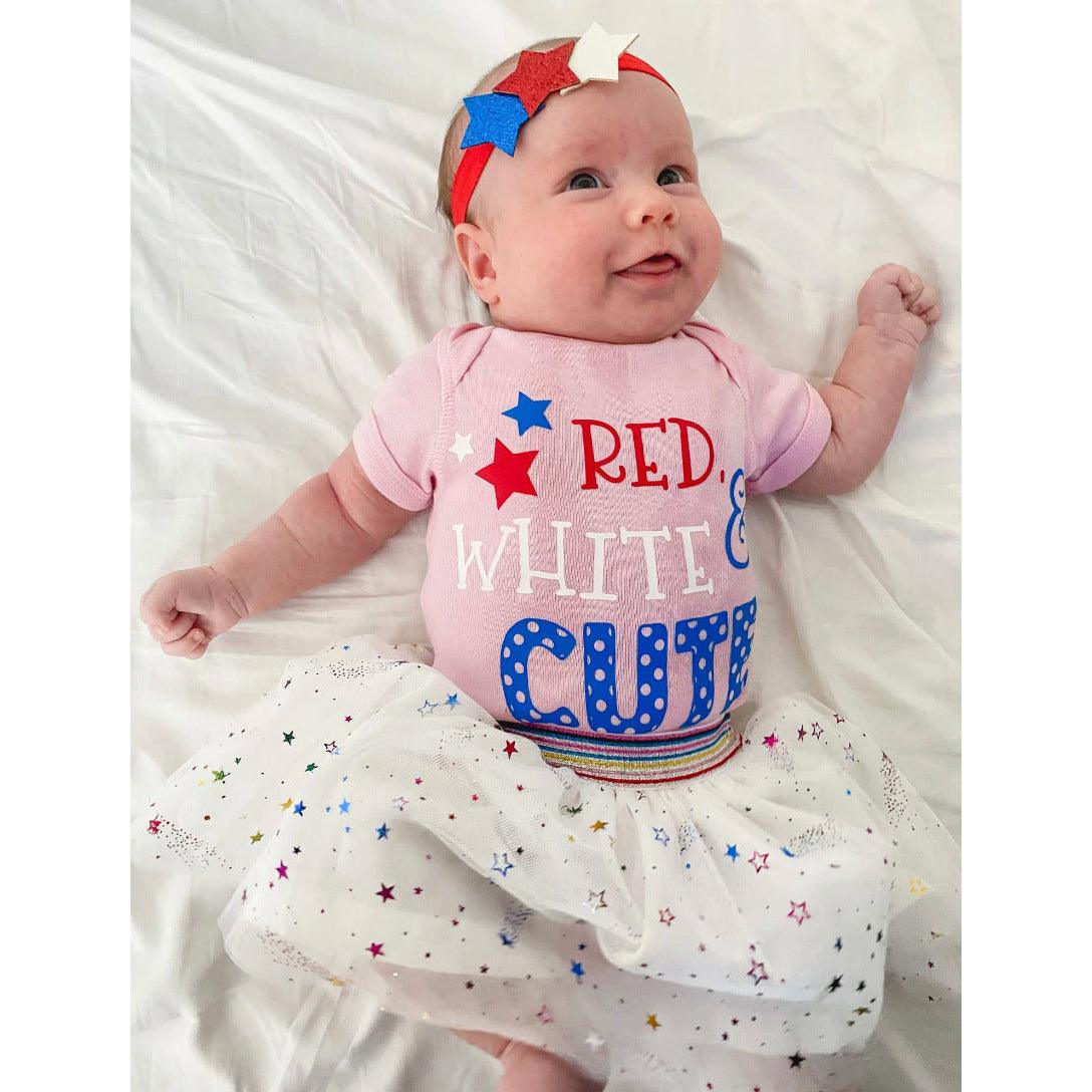 Sweet Wink | Red, White, and Cute Bodysuit | Infant Pink Patriotic Bodysuit - becauseofadi