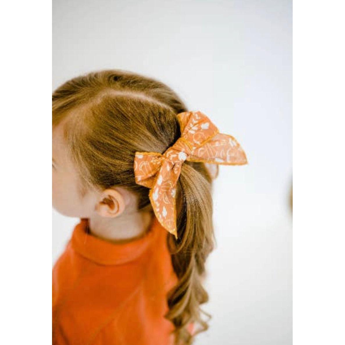 Thanksgiving Dinner Serged Cotton Bow | Alligator Clip - becauseofadi