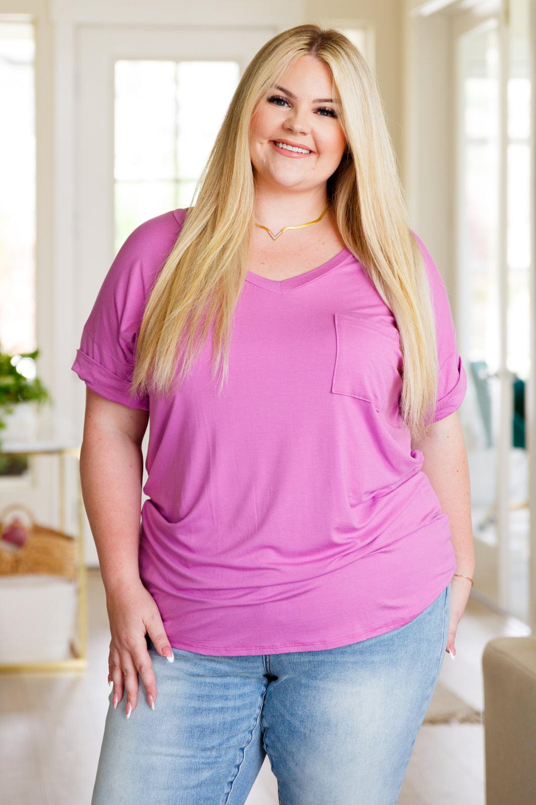 Absolute Favorite V-Neck Top in Orchid - becauseofadi