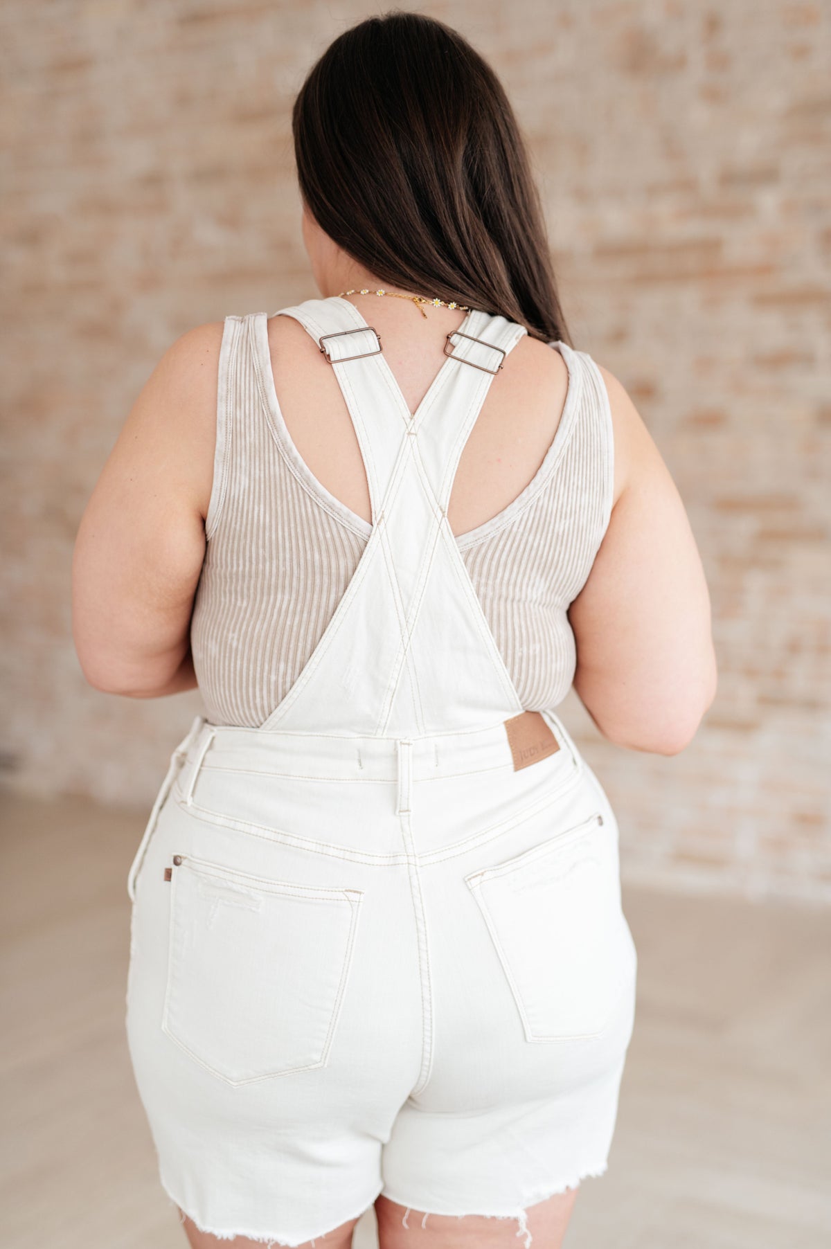 Judy Blue | Anna High Rise Garment Dyed Cutoff Shortalls in Ecru