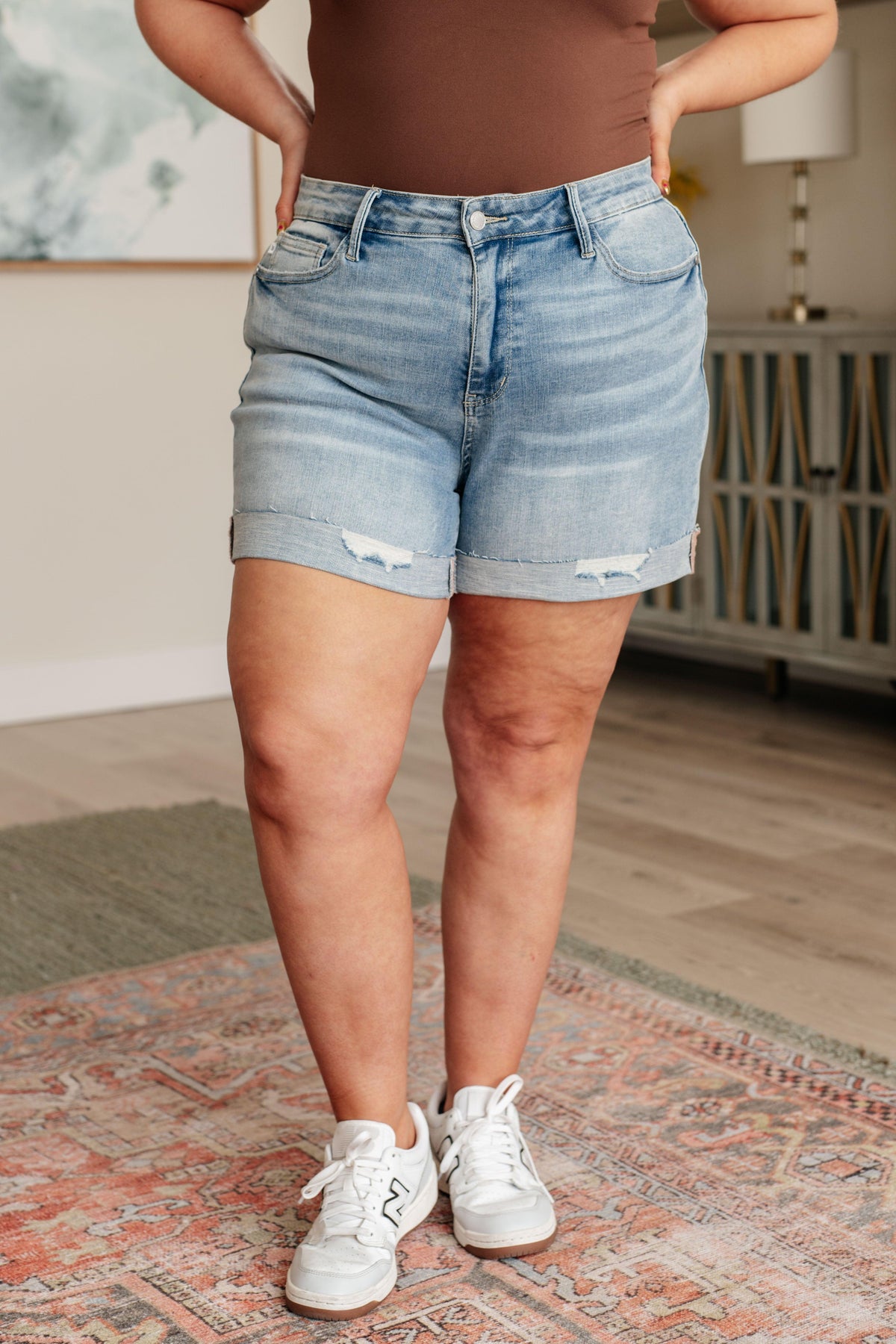 Darlene High Rise Distressed Cuffed Cutoff Shorts - becauseofadi