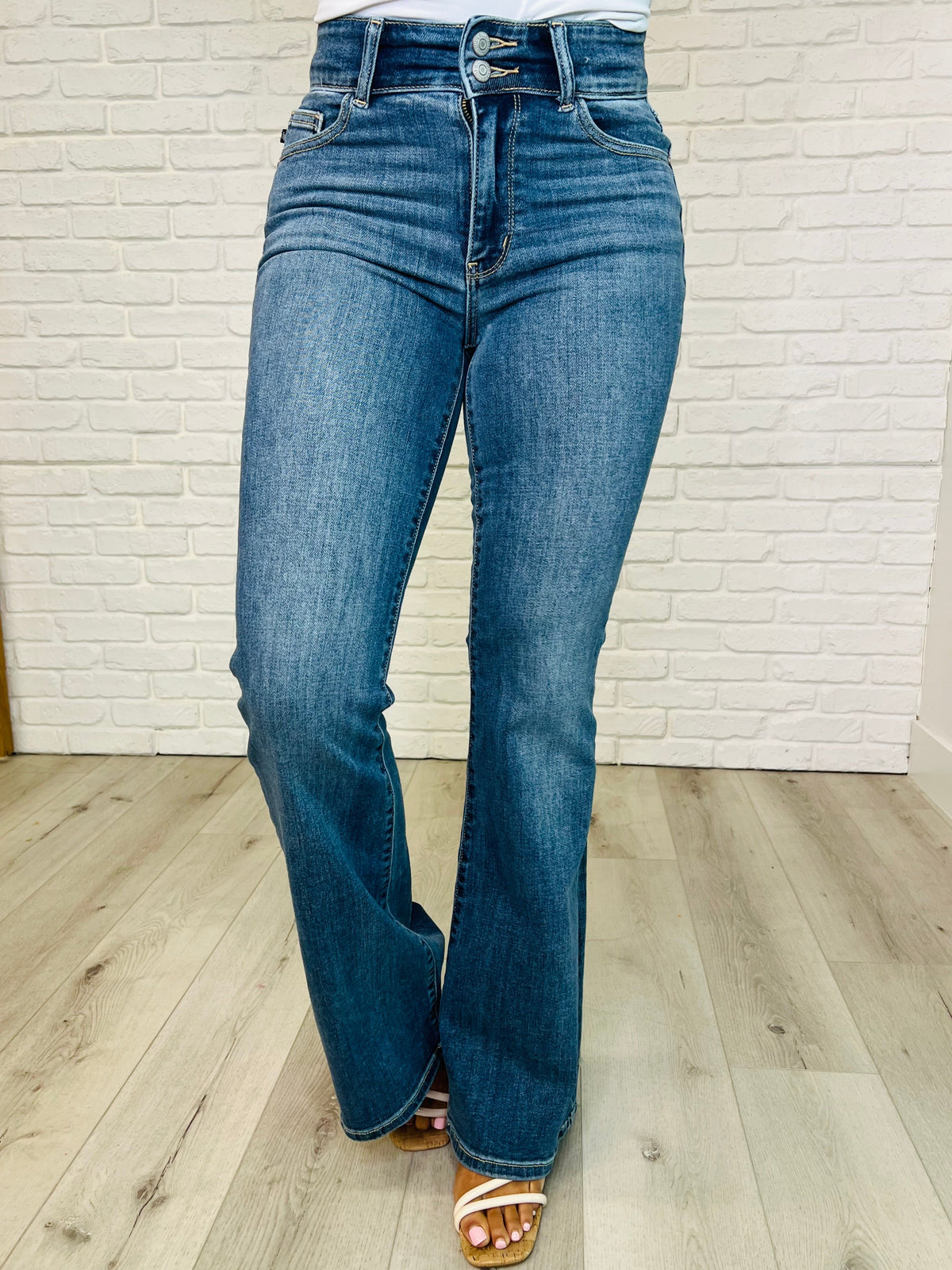 Judy Blue | Ariana High Rise Double Button Waistband Flare Jeans