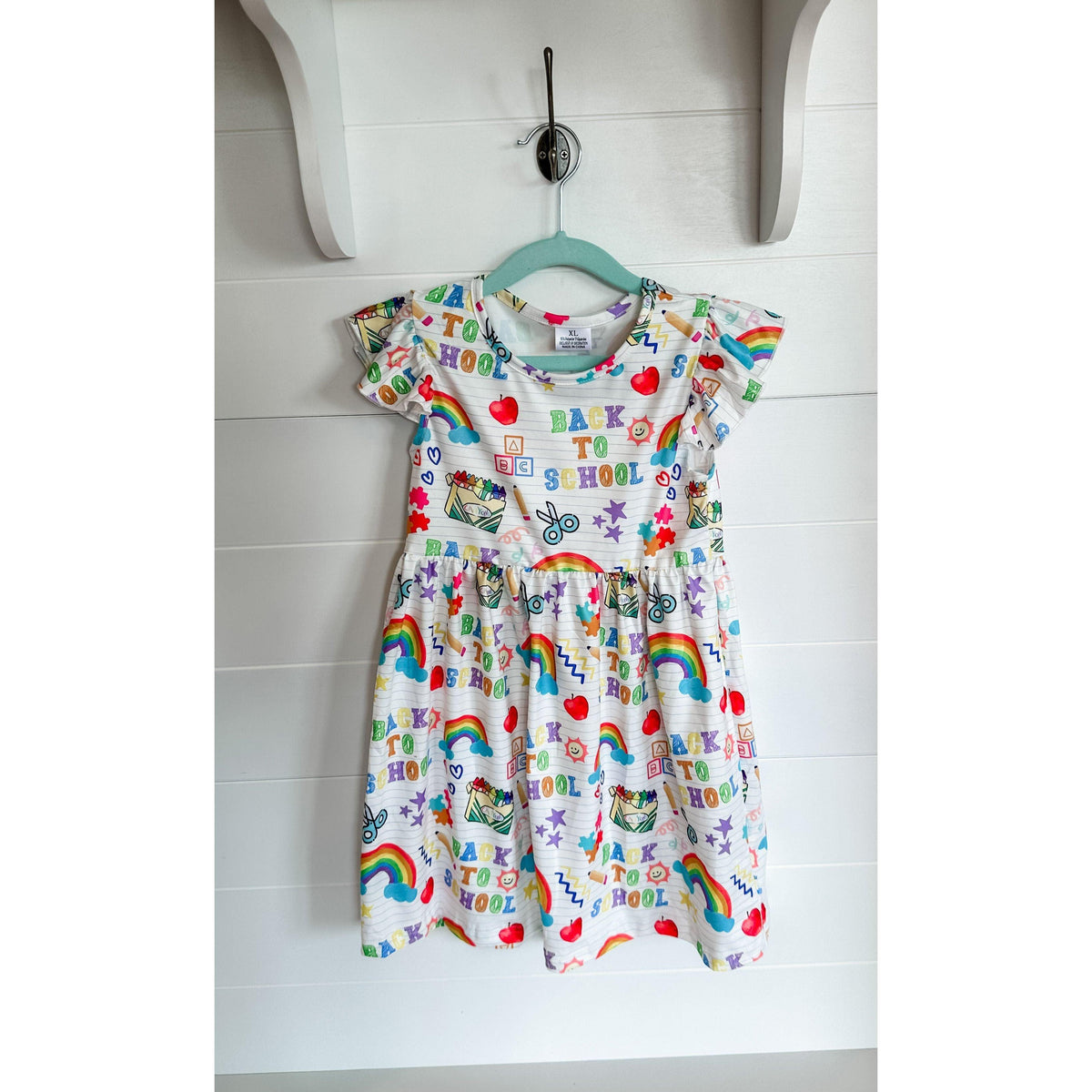 Girl's Back To School Rainbow ABC Twirl Dress - becauseofadi