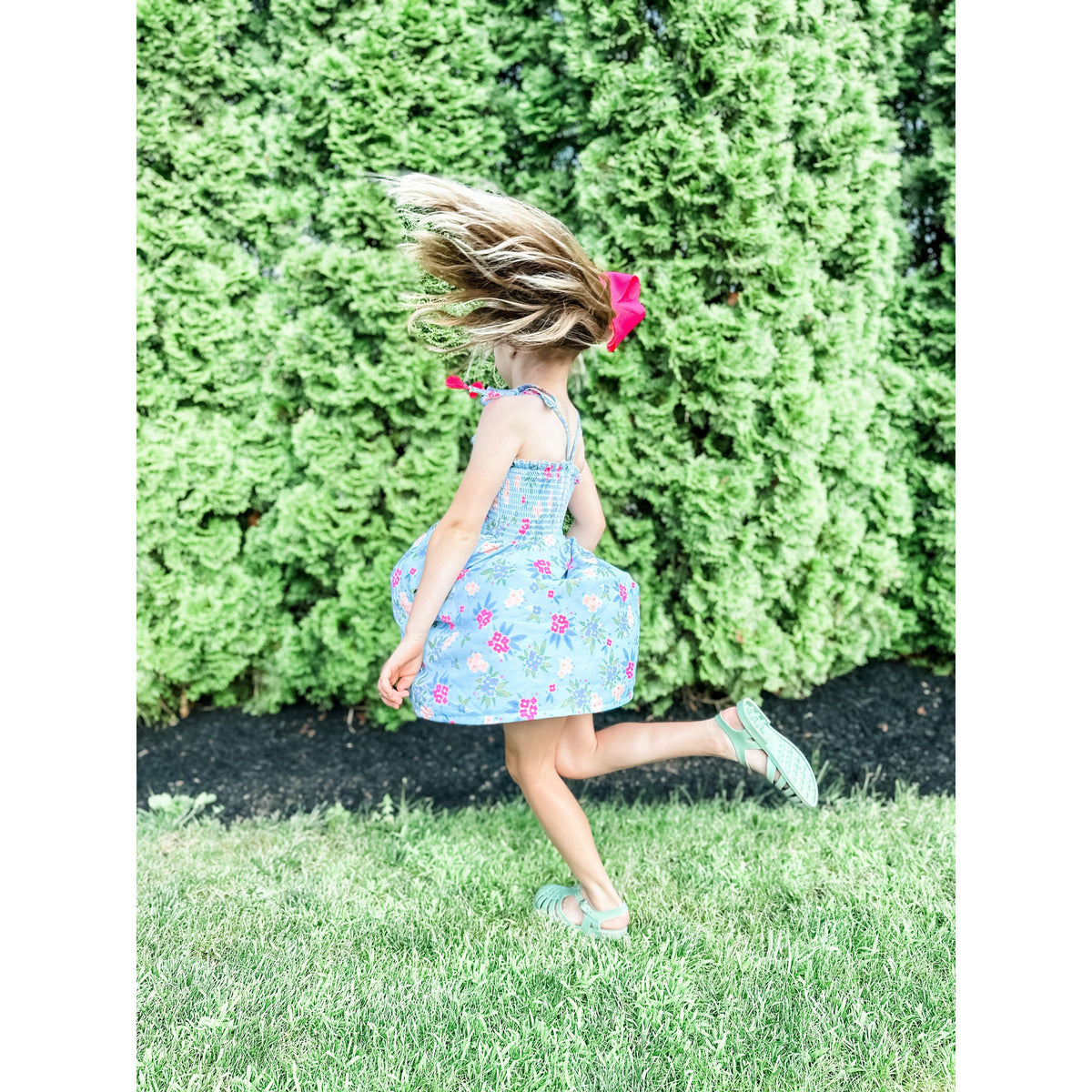 Girl's Blue Floral Smocked Dress | Sundress - becauseofadi