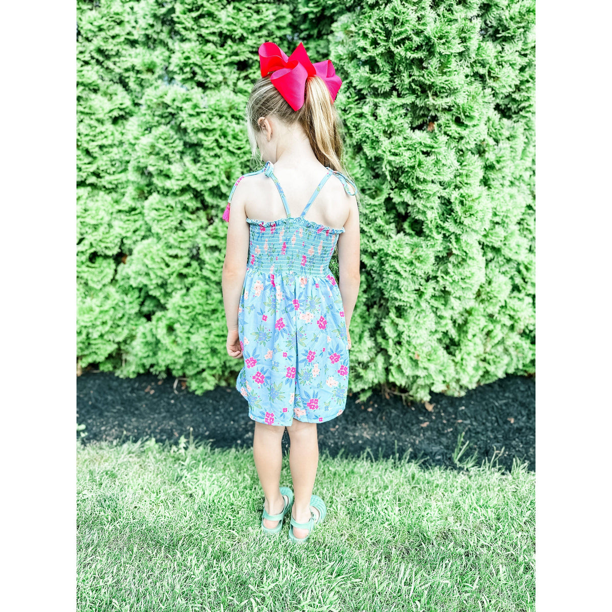 Girl's Blue Floral Smocked Dress | Sundress - becauseofadi