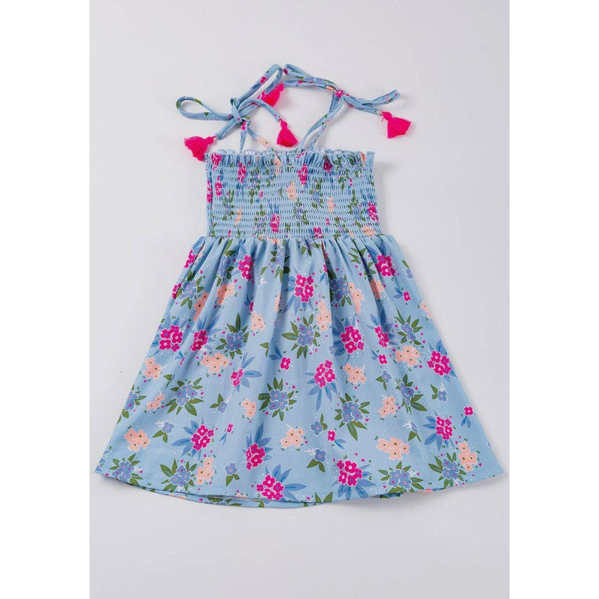 Girl's Blue Floral Smocked Dress | Sundress - becauseofadi