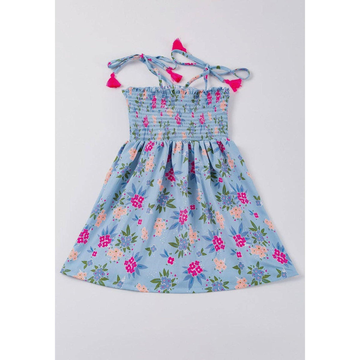 Girl's Blue Floral Smocked Dress | Sundress - becauseofadi