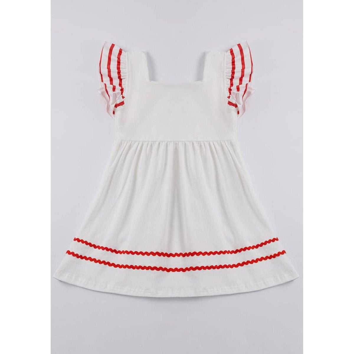 Girl's White Sailing Ruffle Dress - becauseofadi
