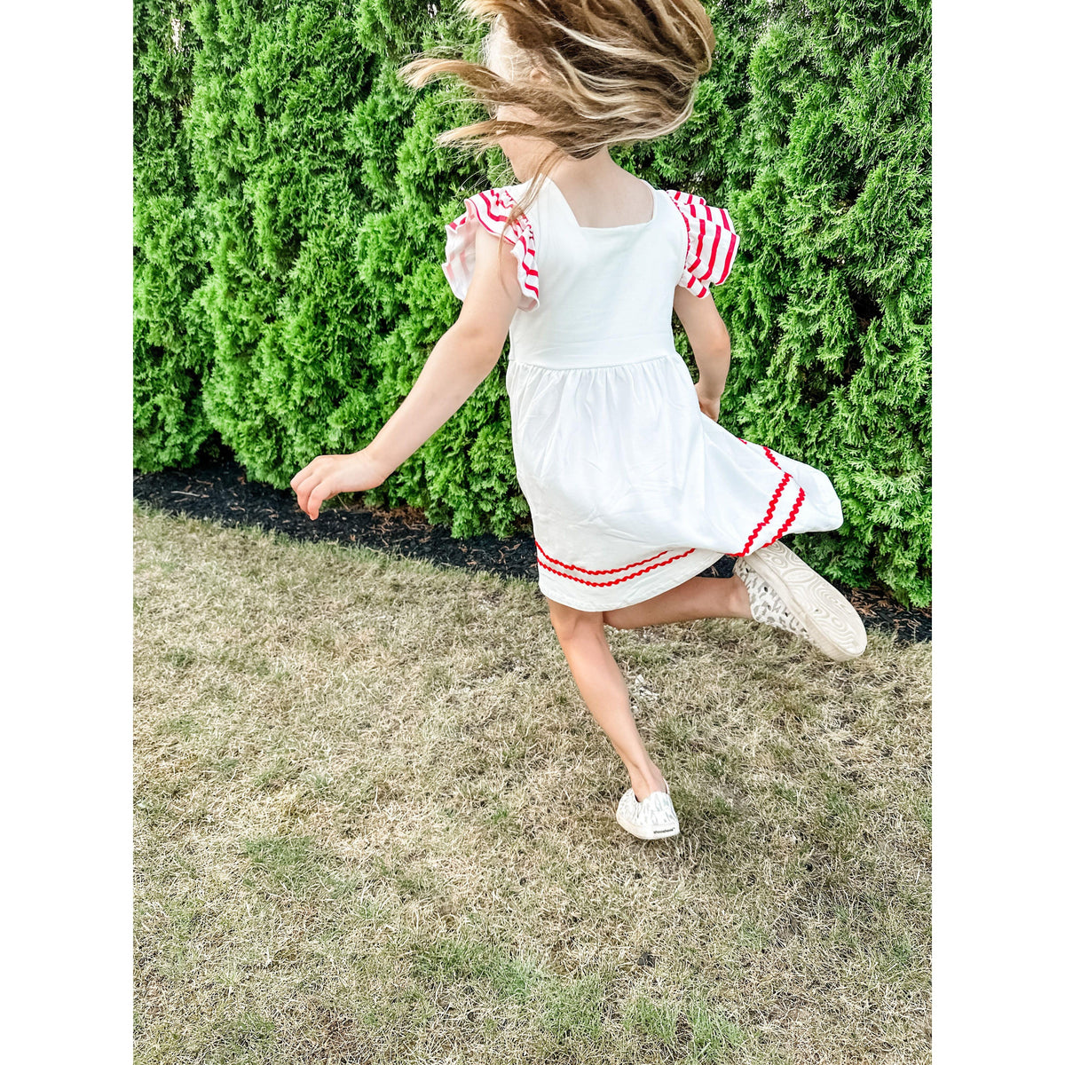 Girl's White Sailing Ruffle Dress - becauseofadi