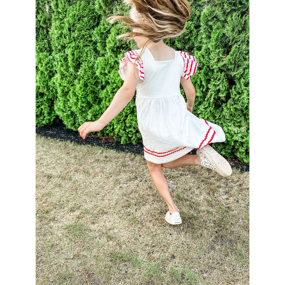 Girl's White Sailing Ruffle Dress - becauseofadi