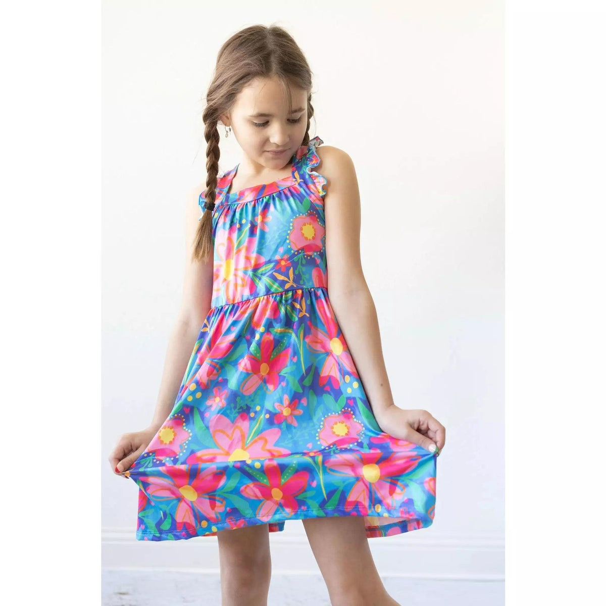 Girls Springing Around Ruffle Cross Back Dress | Mila & Rose - becauseofadi