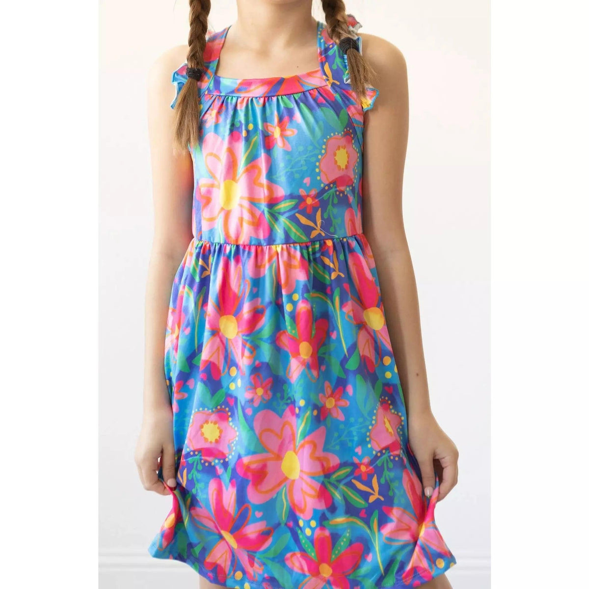 Girls Springing Around Ruffle Cross Back Dress | Mila & Rose - becauseofadi