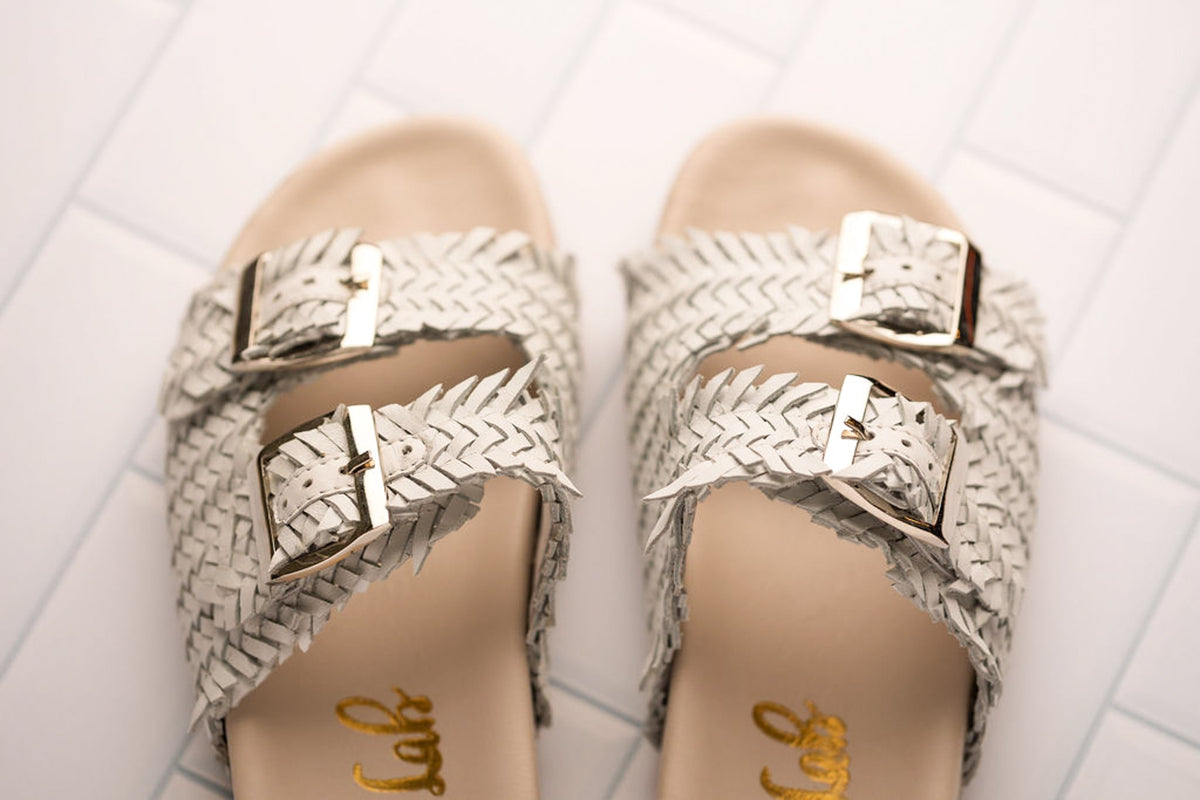 Intertwine White Woven Slide Sandals – Naughty Monkey