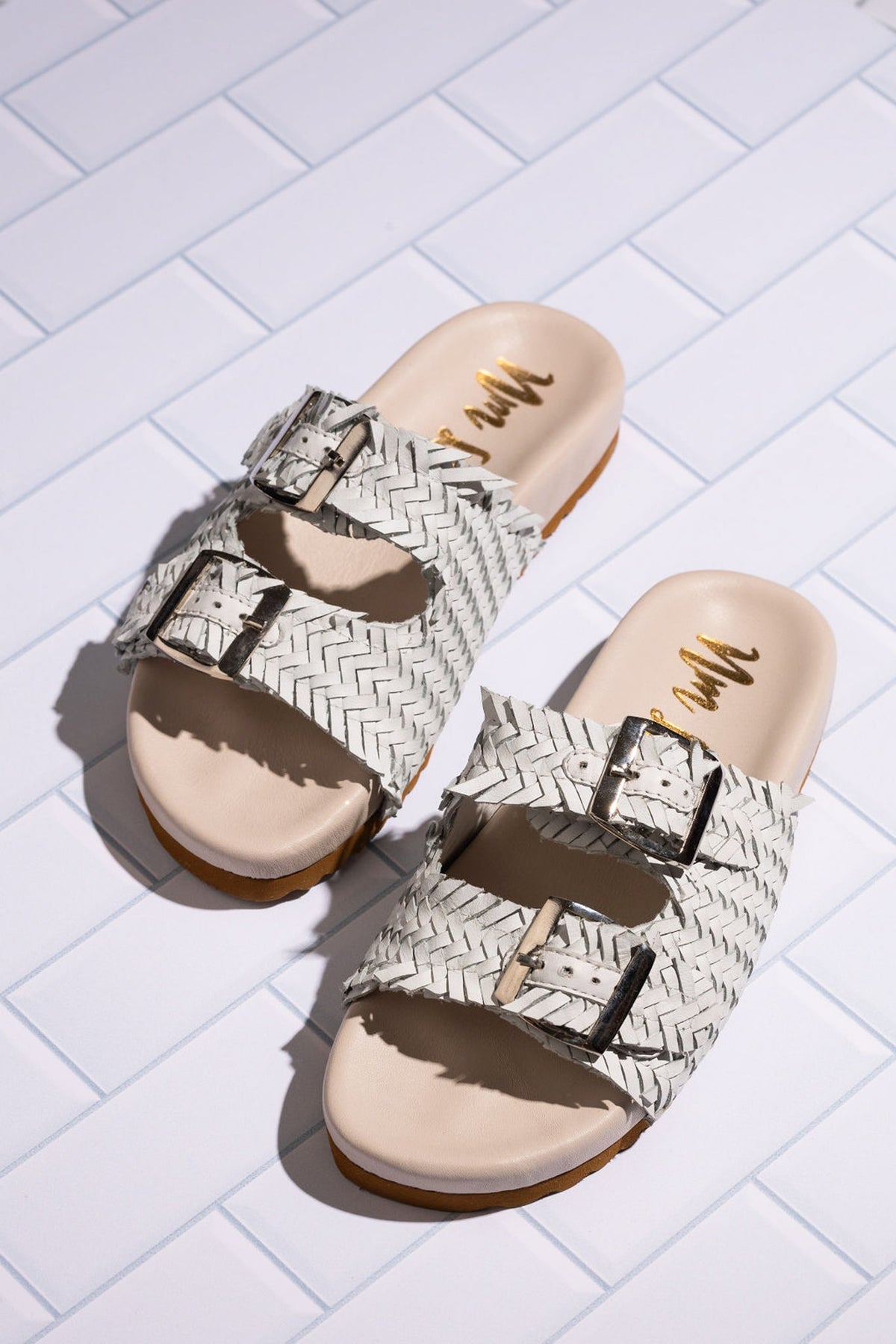 Intertwine White Woven Slide Sandals – Naughty Monkey