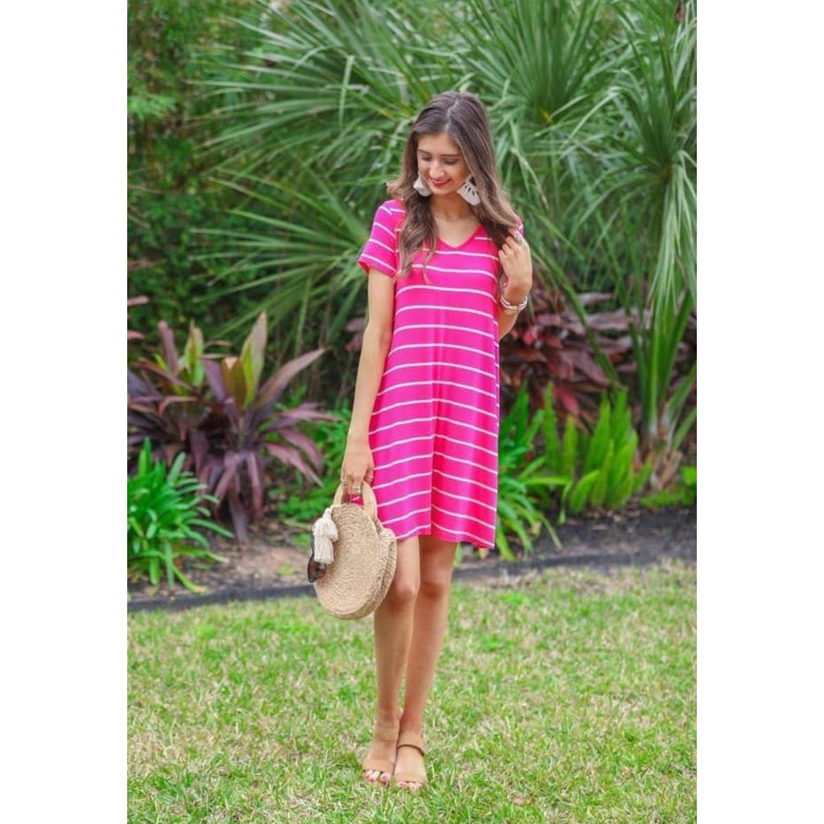 Women's Abby Perfect V-Neck Striped Dress | Jess Lea - becauseofadi