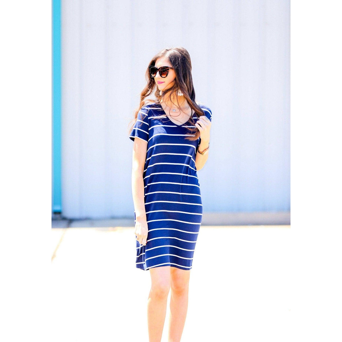 Women's Abby Perfect V-Neck Striped Dress | Jess Lea - becauseofadi