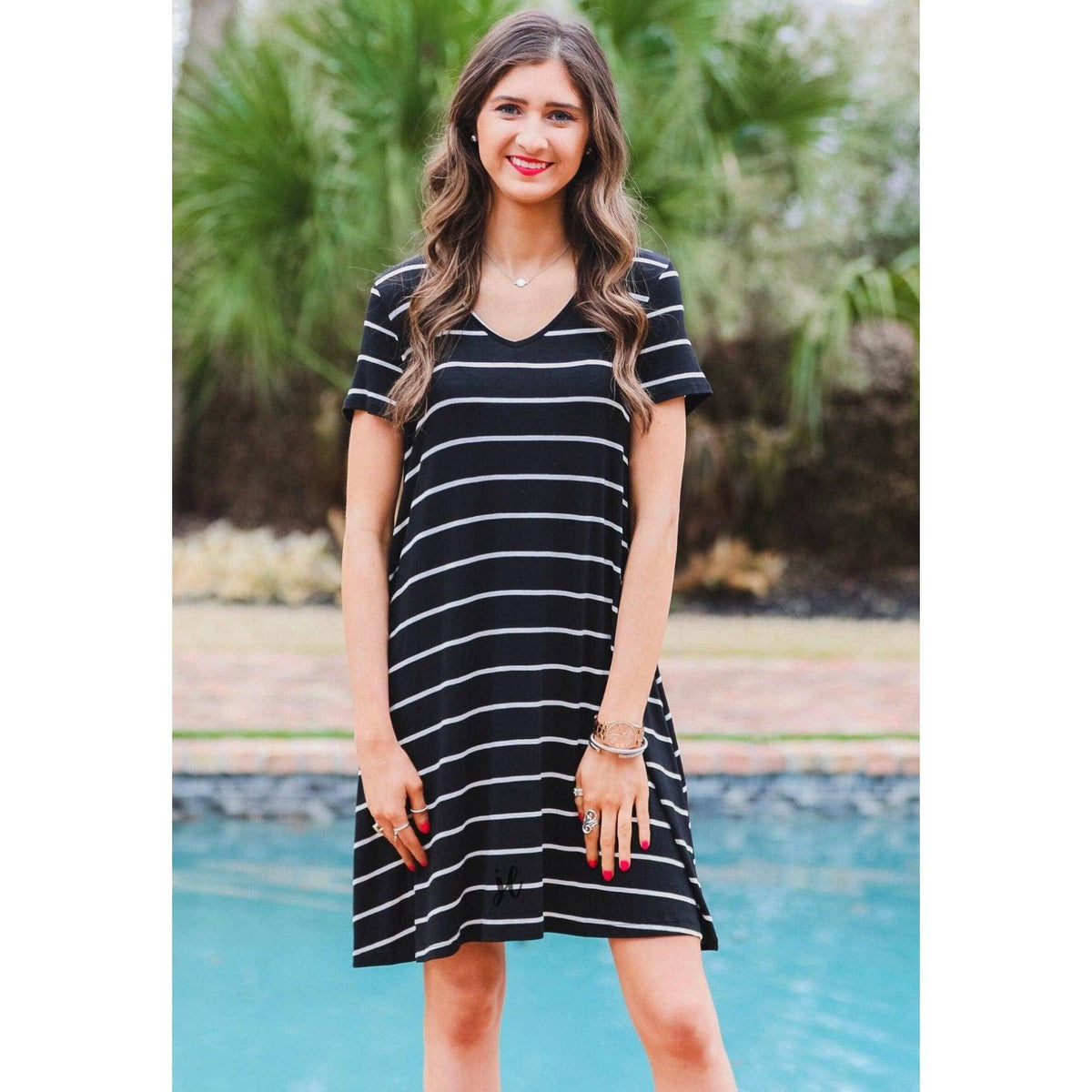 Women's Abby Perfect V-Neck Striped Dress | Jess Lea - becauseofadi