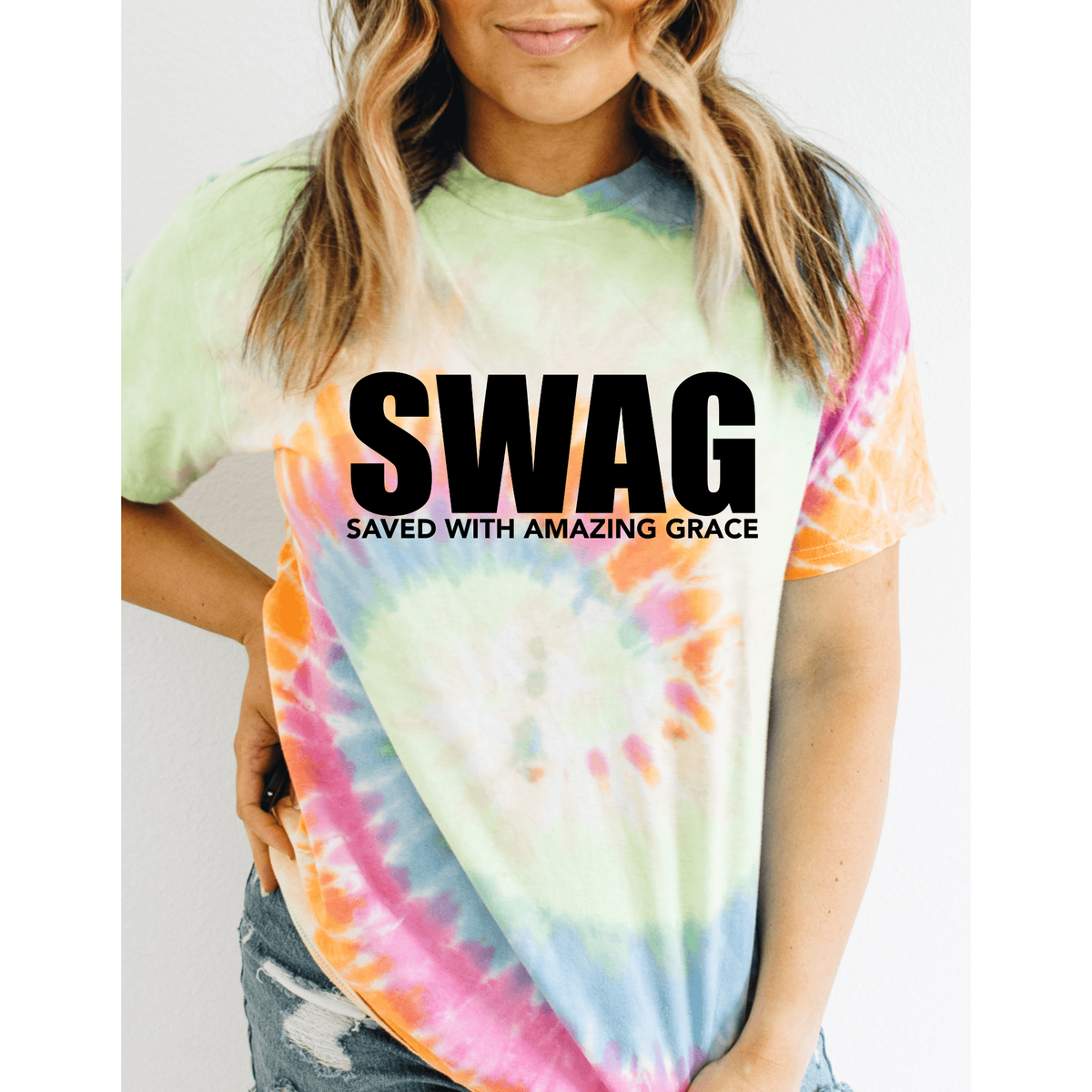 Kids Saved With Amazing Grace (SWAG) Tie Die Tee - becauseofadi
