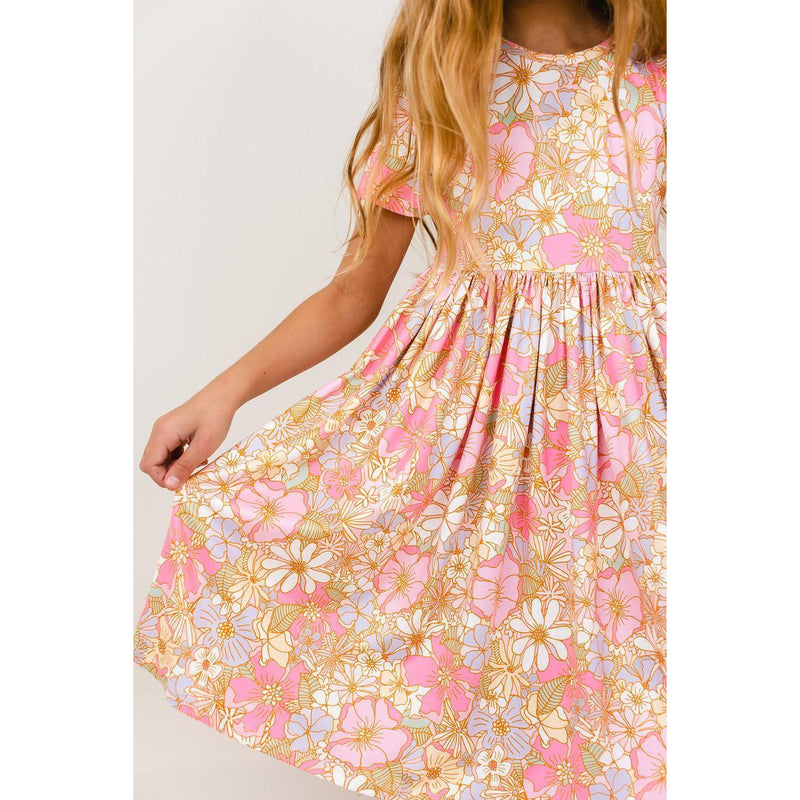 Girl's Pink What's Up Buttercup Short Sleeve Twirl Dress - becauseofadi
