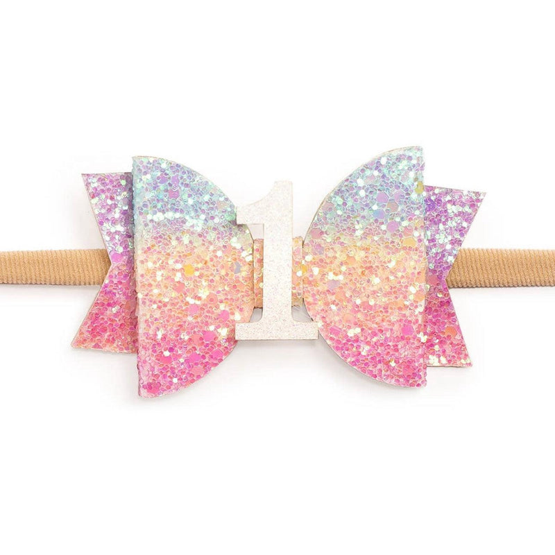 Pastel Rainbow Kids Birthday Hair Bow Clip | Sweet Wink - becauseofadi