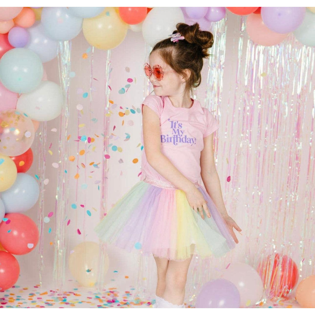 Pastel Rainbow Kids Birthday Hair Bow Clip | Sweet Wink - becauseofadi
