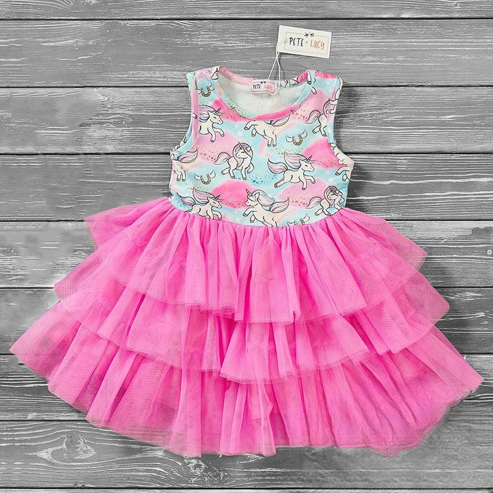 Girl's Unicorn Dreams Tulle Dress | Pete and Lucy - becauseofadi