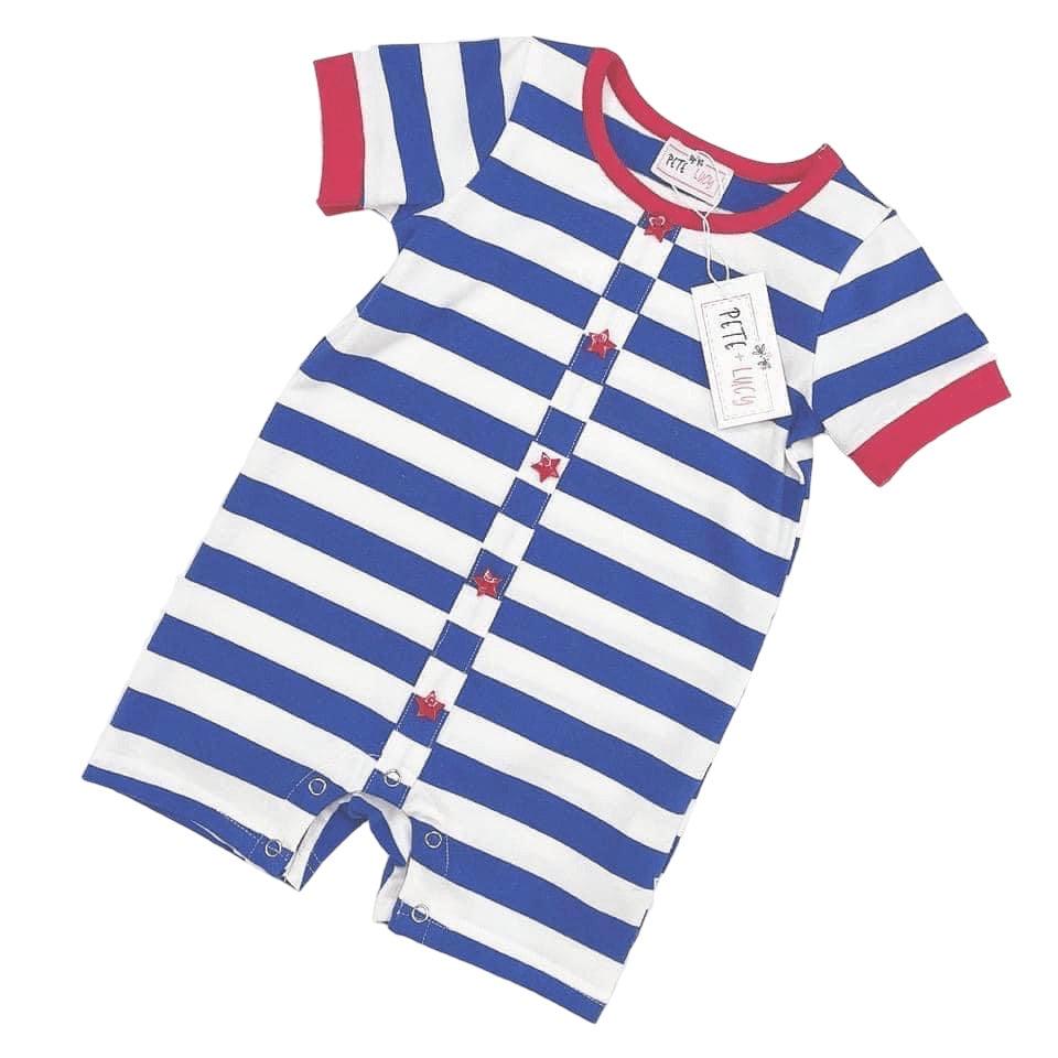 Pete + Lucy | Boys Red, White, and Blue Patriotic Romper | Kids 4th of July Romper - becauseofadi