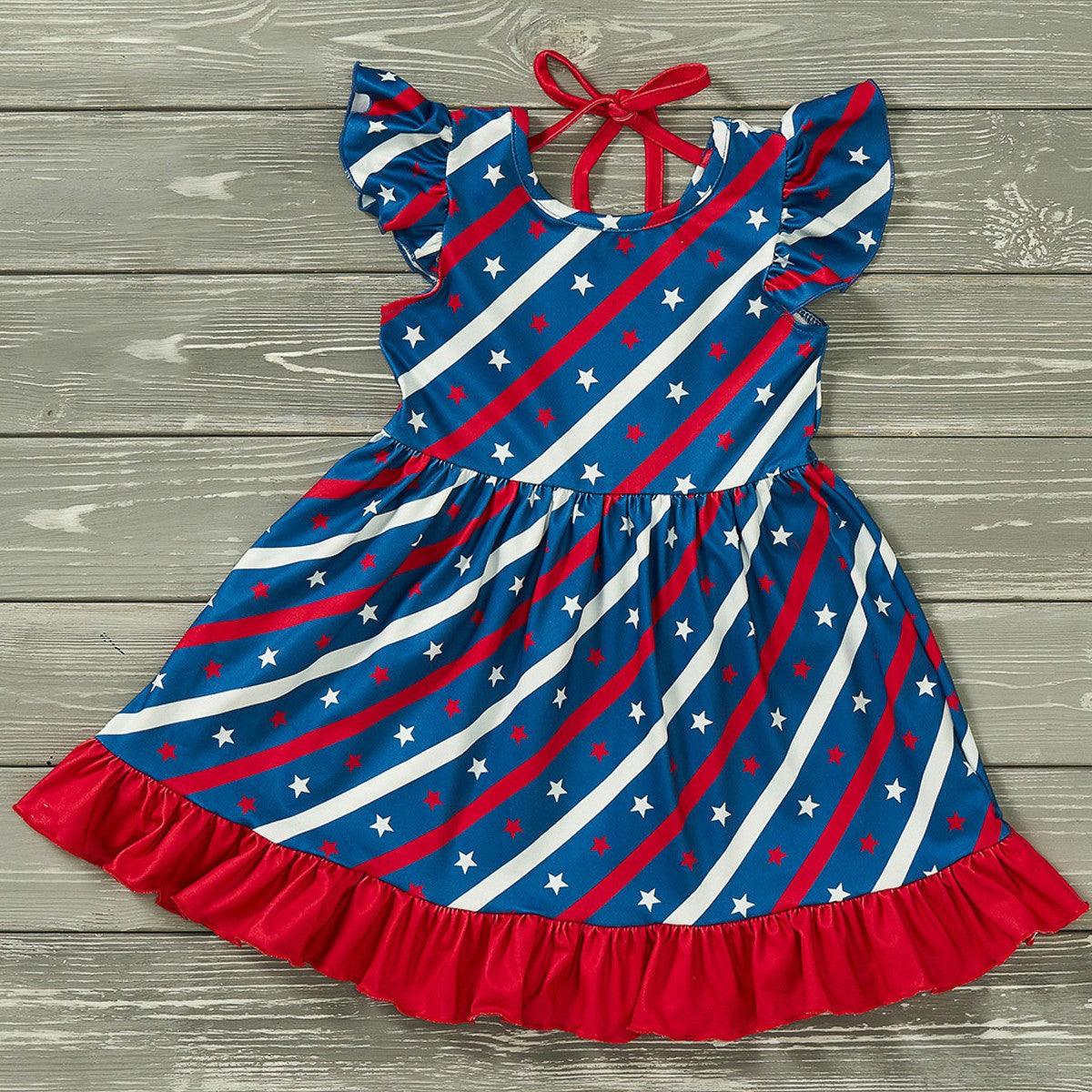 Girl's Stars + Stripes Ruffle Dress | Pete + Lucy - becauseofadi
