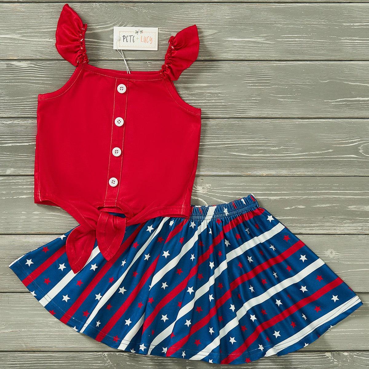 Girl's Stars + Stripes Skirt Set | Pete + Lucy - becauseofadi