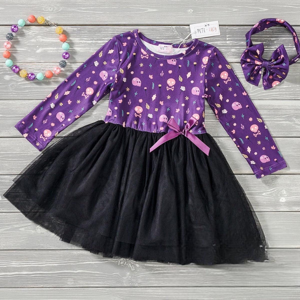 Oh My Bones! Tulle Dress-Long Sleeve | Girl's Dress | Pete + Lucy - becauseofadi