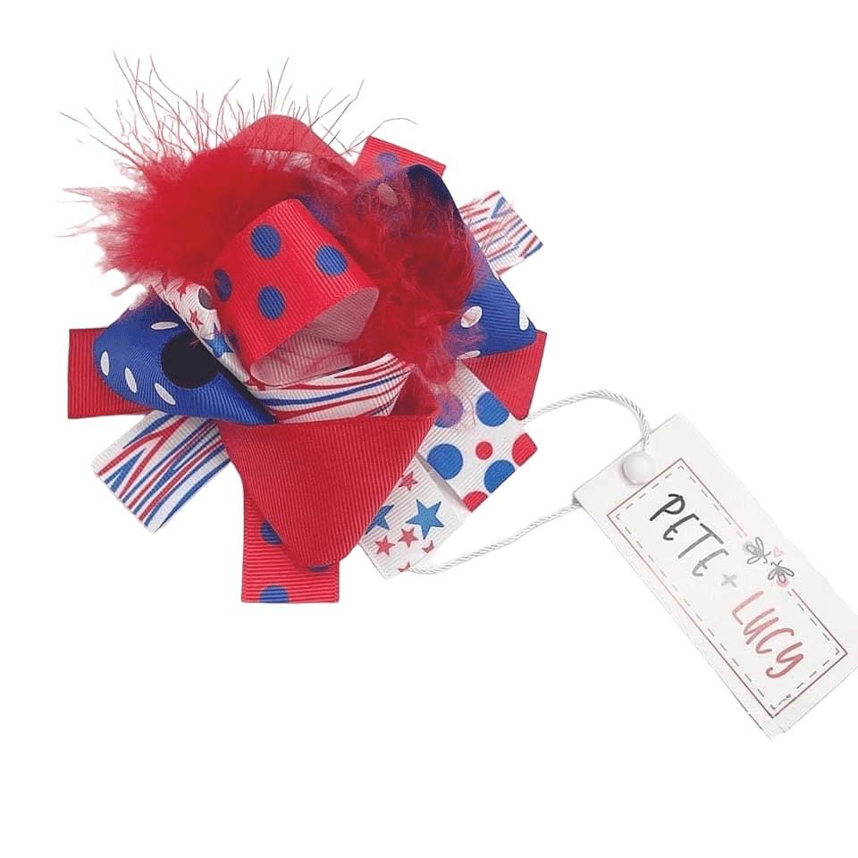 Pete + Lucy | Red White and Blue Bow | Kids Patriotic Hair Bow - becauseofadi