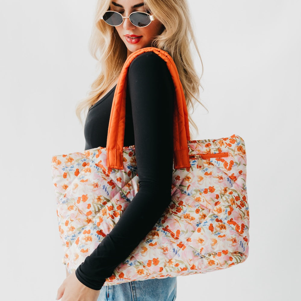Presley Puffer Quilted Tote Bag With Pouch