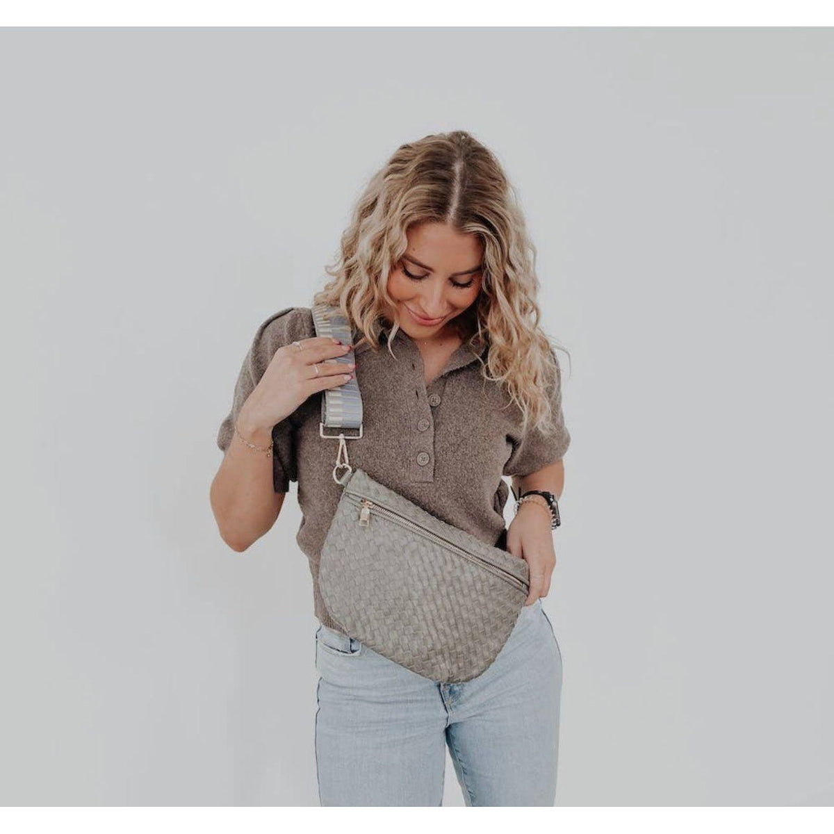 Pretty Simple | Woven Westlyn Bum Bag | Womens Vegan Leather Bag - becauseofadi