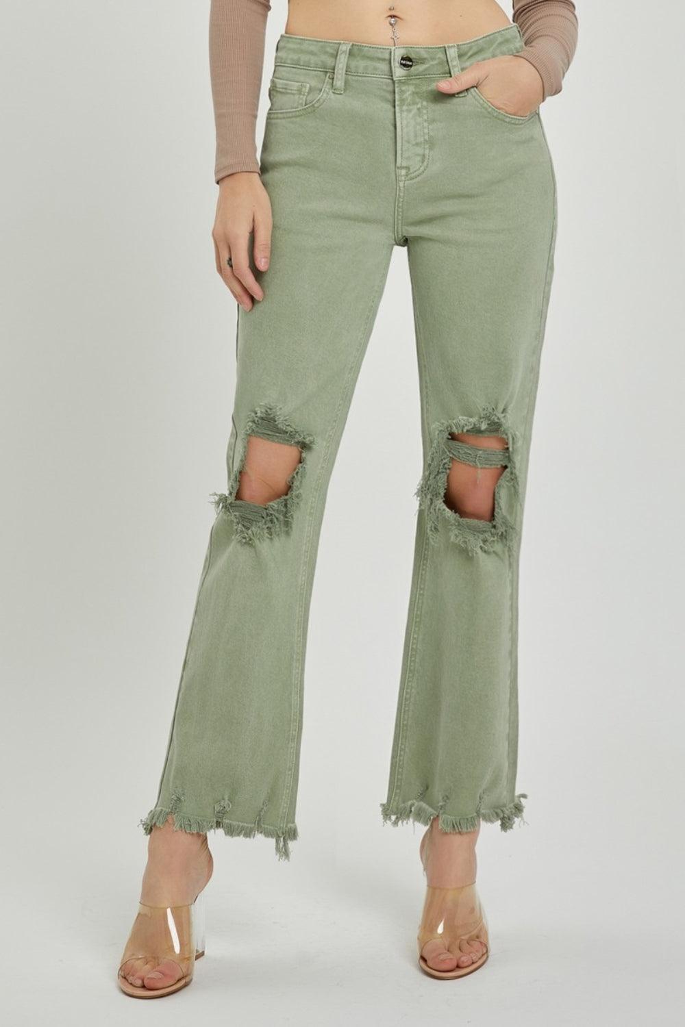 RISEN Distressed Ankle Bootcut Jeans - becauseofadi