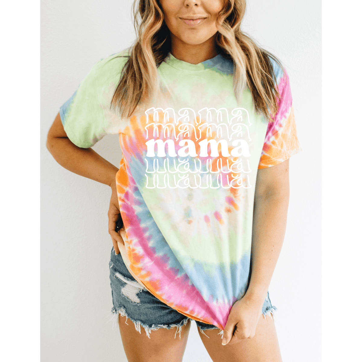 Women's Mama Retro Tie Dye Tee - becauseofadi