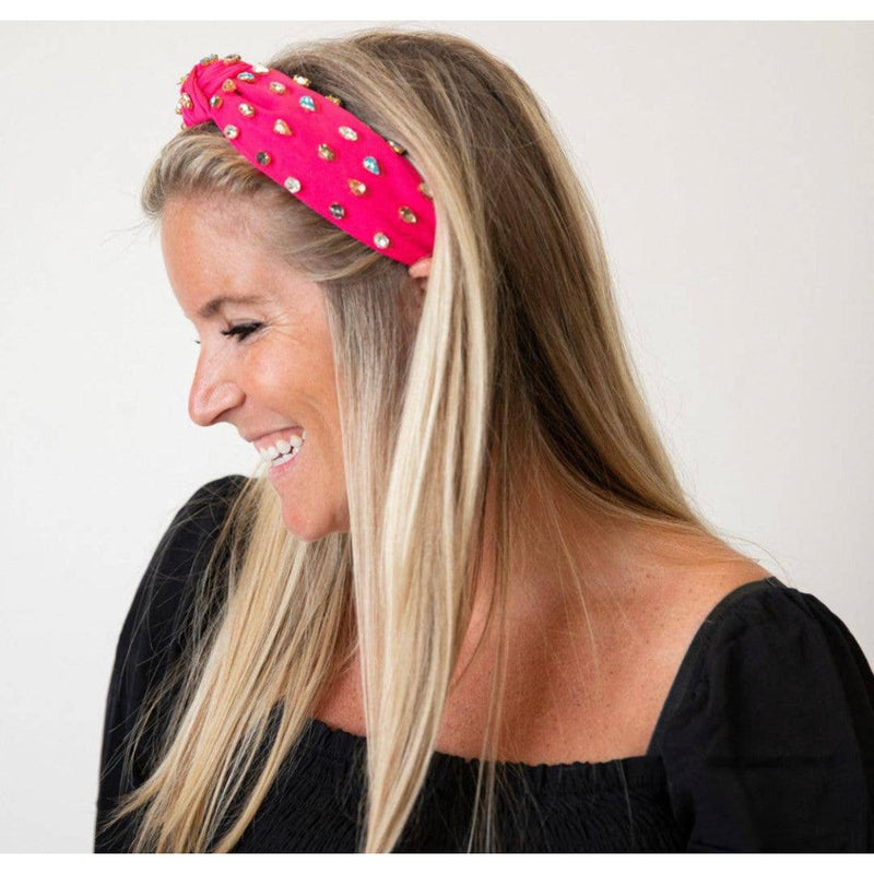 Women's Traditional Knot Headband | Hot Pink Gem | Headbands of Hope - becauseofadi