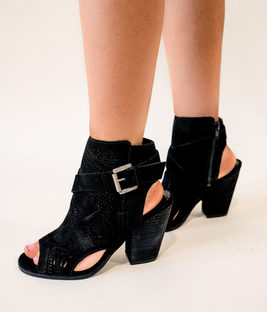 Zuzanna Black Suede Heeled Sandals – Naughty Monkey