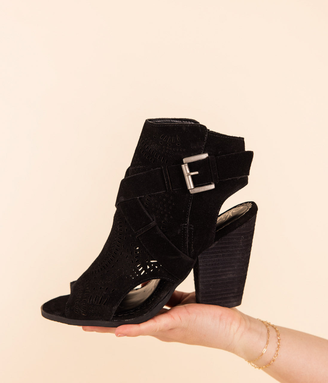 Zuzanna Black Suede Heeled Sandals – Naughty Monkey