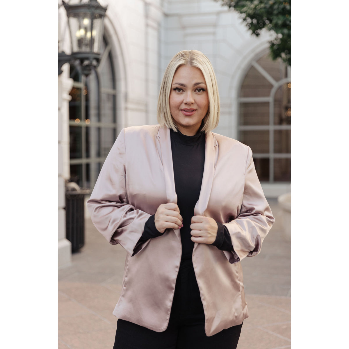 Women's Champagne and Roses Satin Blazer