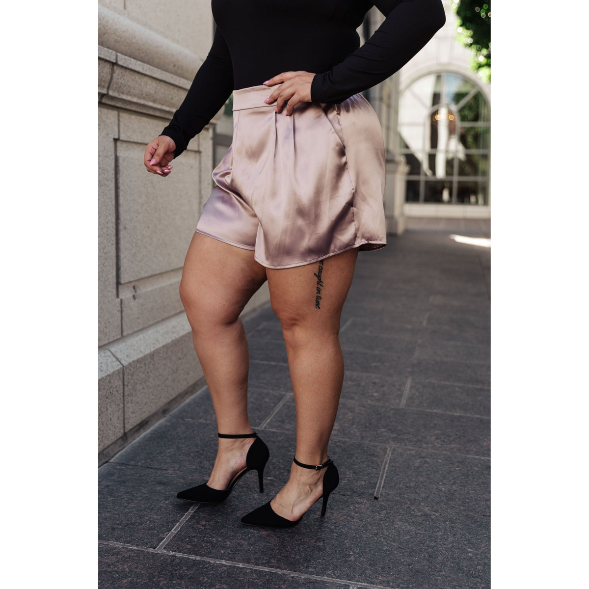 Women's Champagne and Roses Satin Shorts