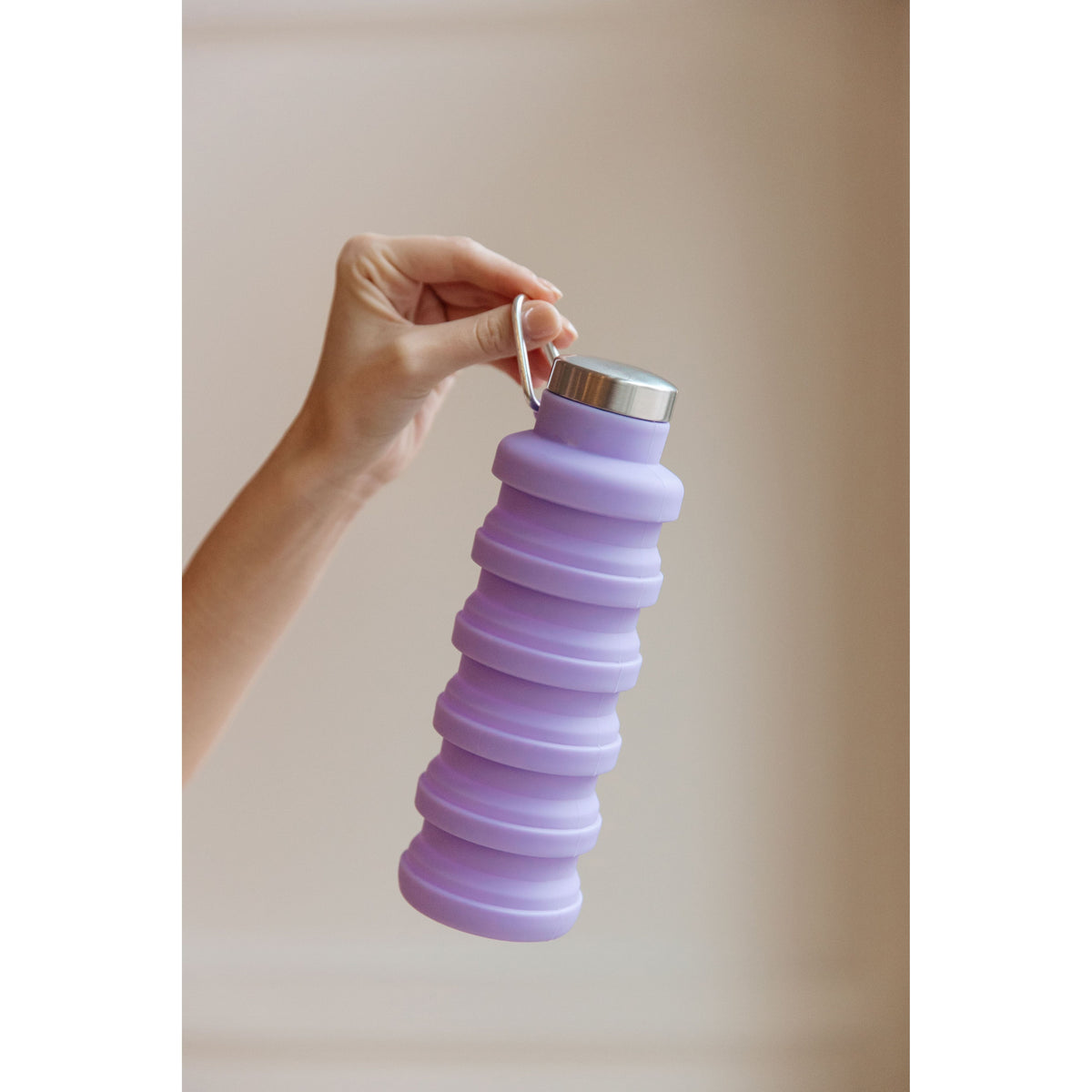 Collapsing Silicon Water Bottle in Purple