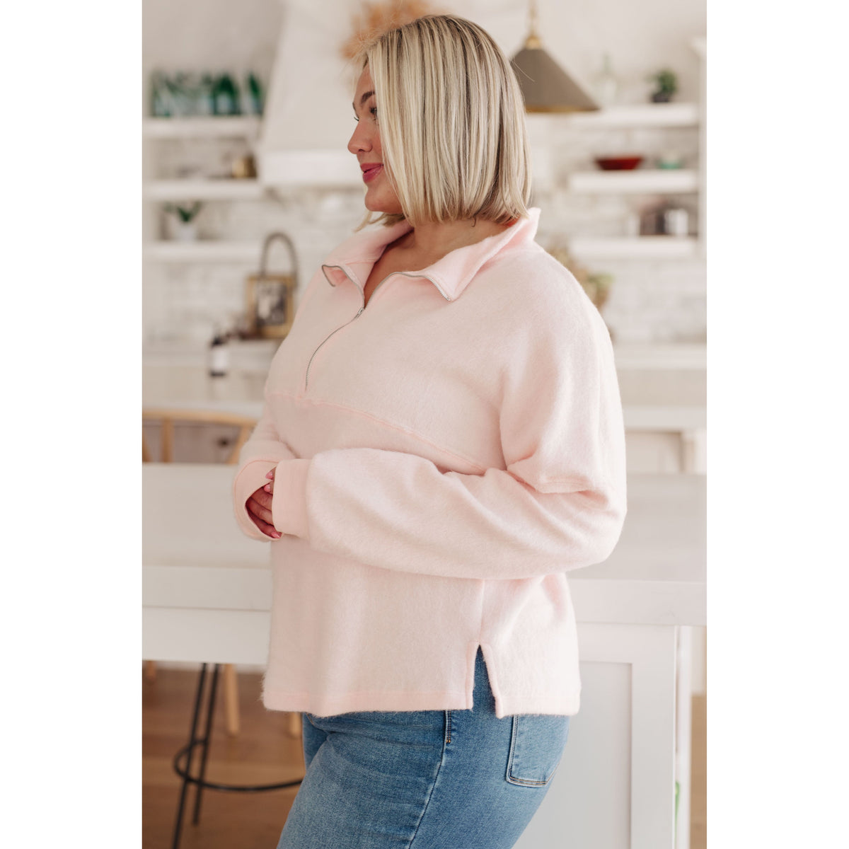 Women's Cozy Moment 1/2 Zip Pullover in Blush