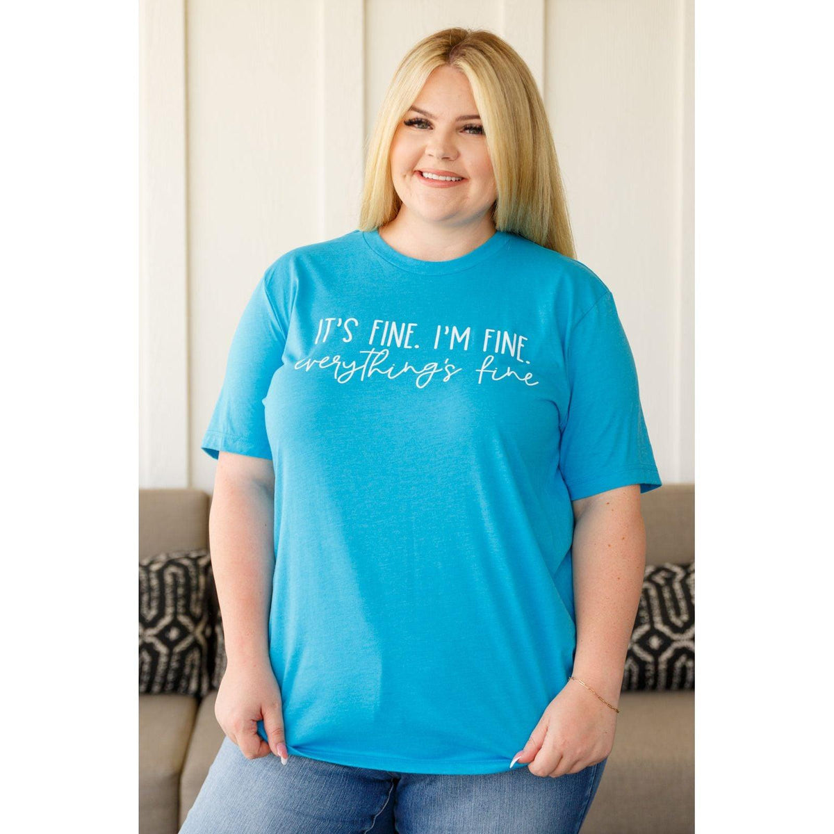 Women’s Everything's Fine Graphic Tee in Blue - becauseofadi