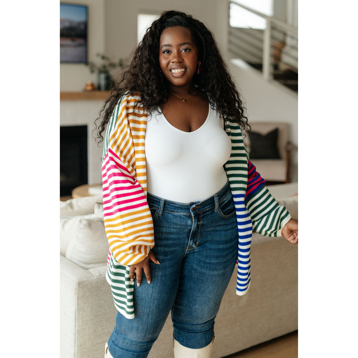 Women's Marquee Lights Striped Cardigan