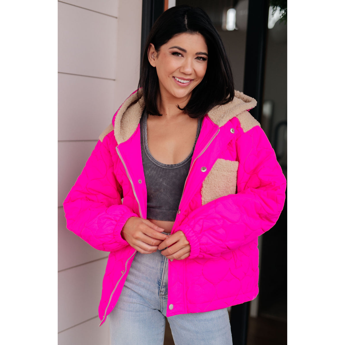 Not Sure How Puffer Jacket in Pink