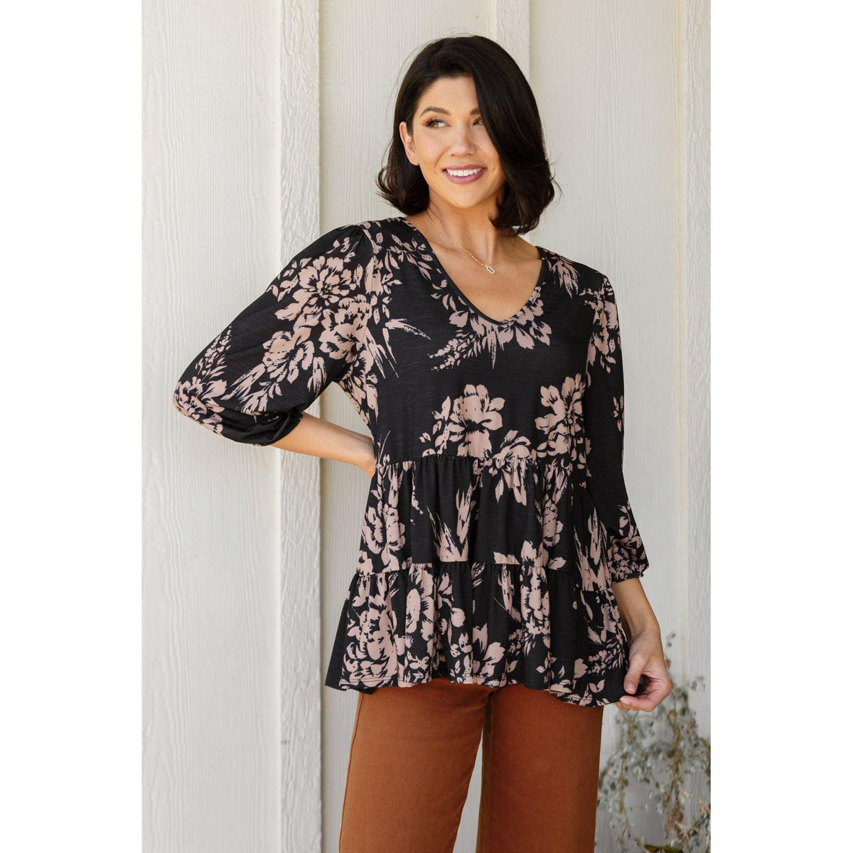 Women's Your Choice V-Neck Floral Top in Black - becauseofadi